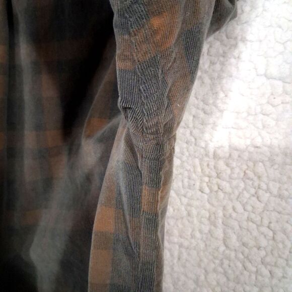 ROWM Men's Medium Shirt Button Down Long Sleeve 100% Cotton Corduroy Brown Plaid - Picture 12 of 16